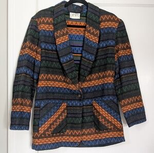 Vintage Giraffe Geometric Knit Blazer Jacket M/L